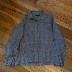 Gray plaid button down shirt